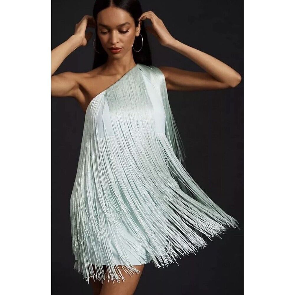 NWT Anthropologie Hutch One-Shoulder Fringed Mini Dress Size Xs - Picture 3 of 10